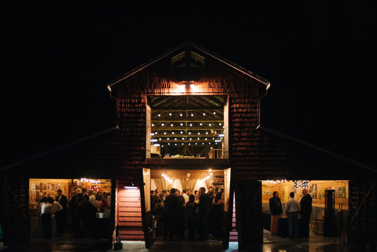barn wedding outdoors night