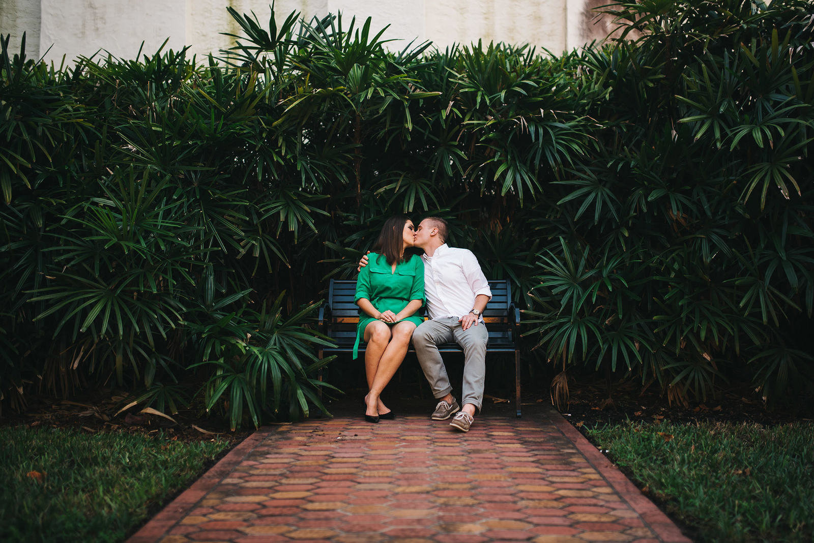 rollins cathedral engagement session kissing couple