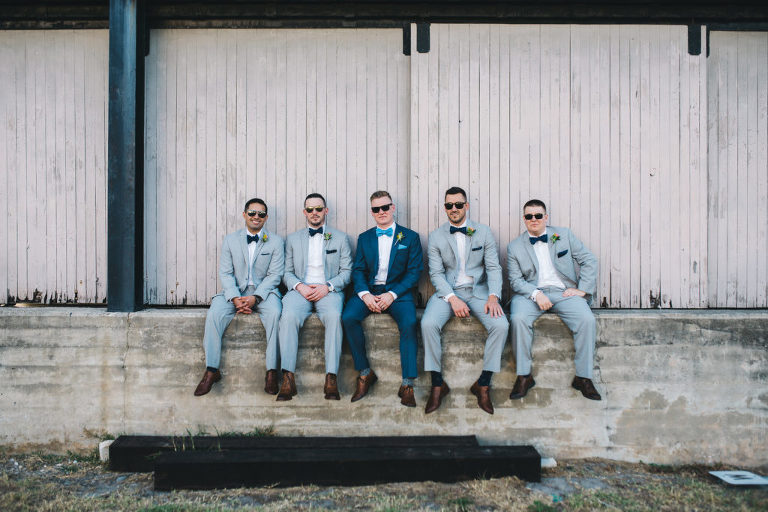 unique groomsmen wedding party portrait