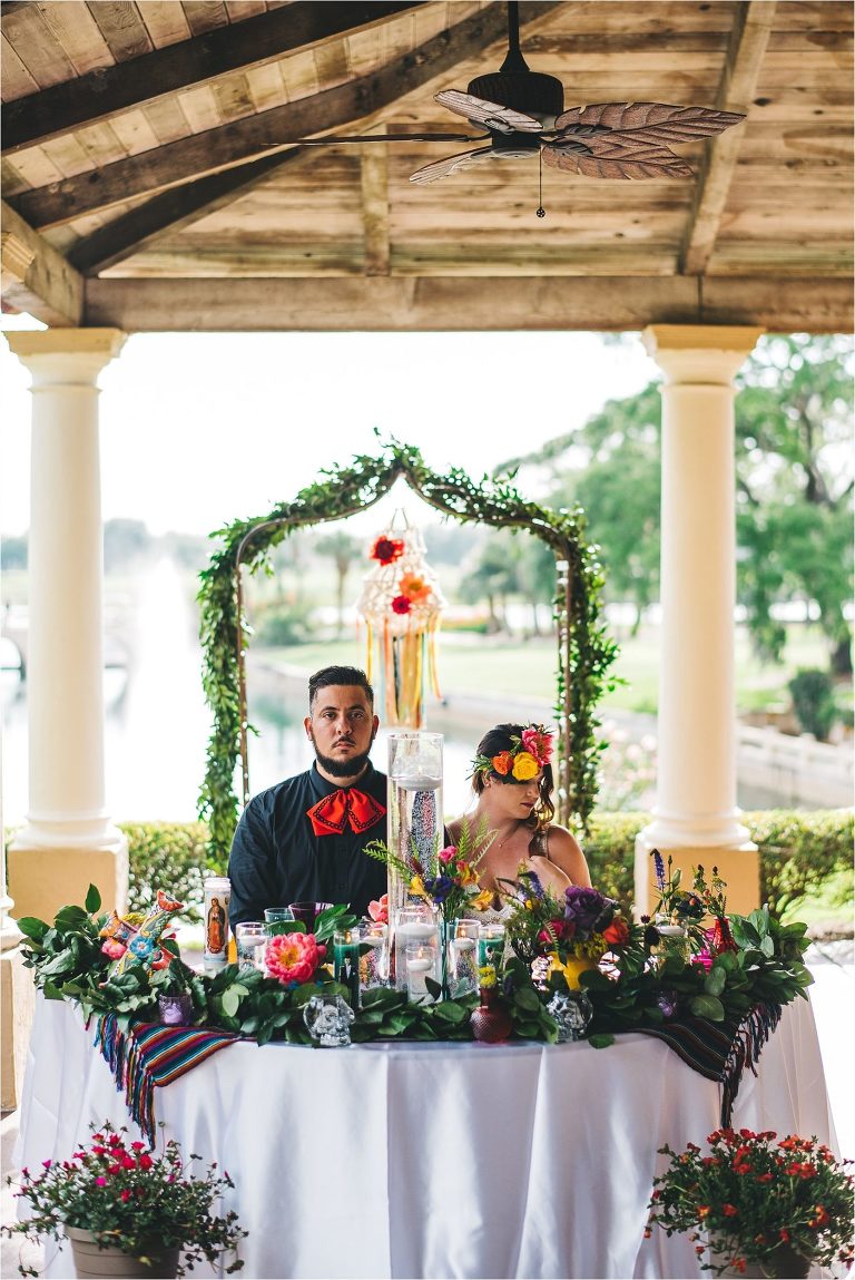 bride and groom sweetheart table