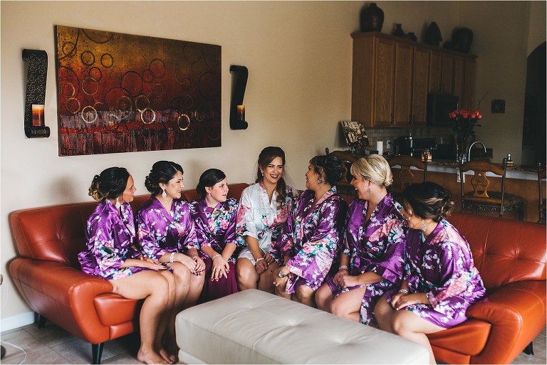 bridal party getting ready before wedding