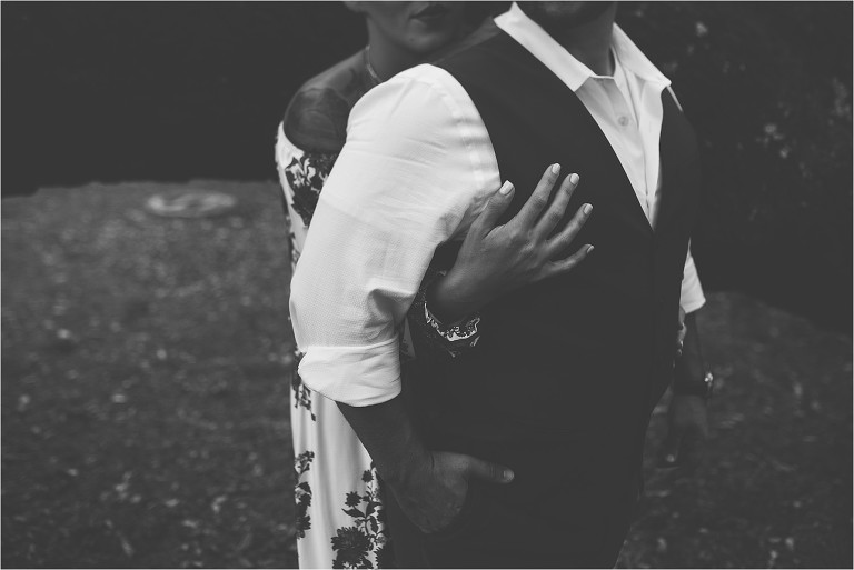 black and white picture of couple hugging