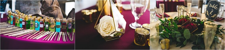 floral and details at wedding reception
