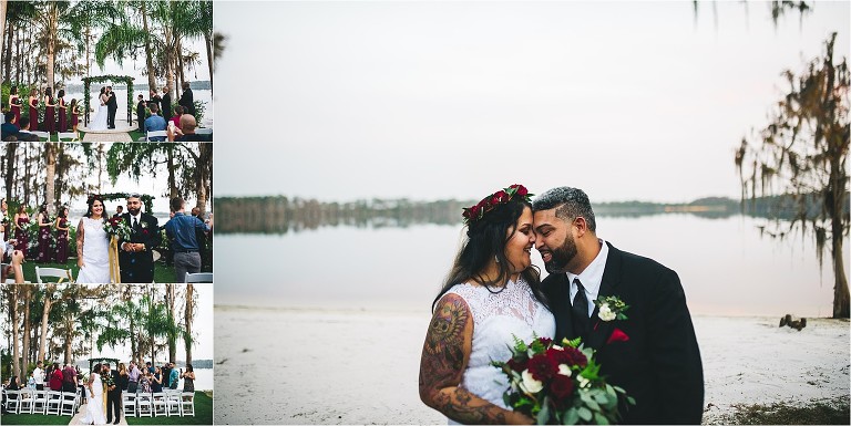 first kiss at wedding ceremony and a quick portrait afterwards