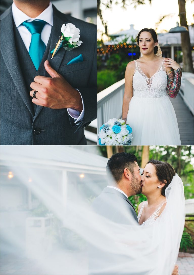 wedding attire details and epic couple photo