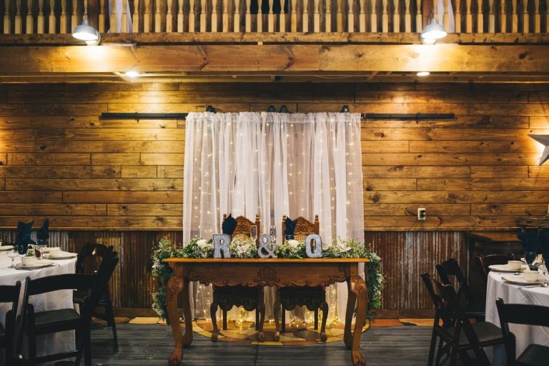 sweetheart table at hidden barn venue reception