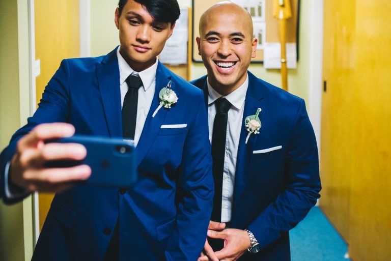 groomsmen taking a selfie