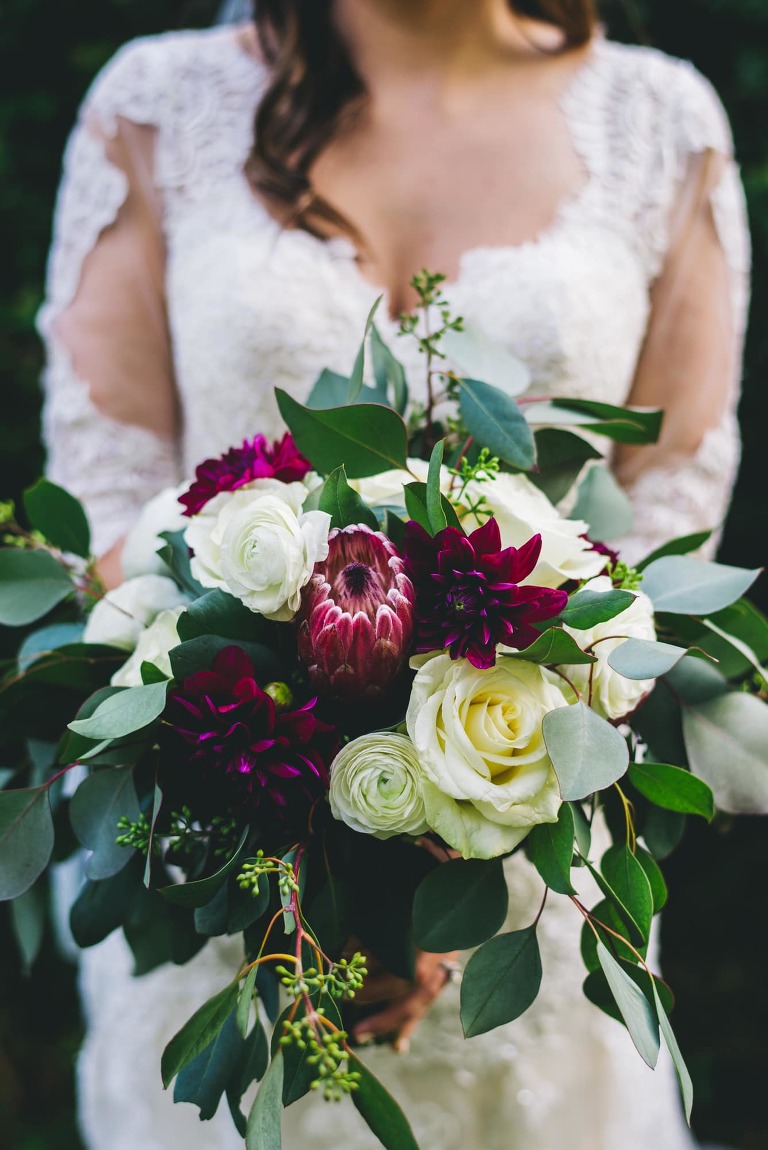 maroon and ivory bouquet photo